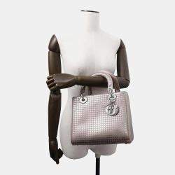 Dior Metallic Pink Leather Lady Dior 2Waybag  Medium Size