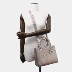 Dior Metallic Pink Leather Lady Dior 2Waybag  Medium Size