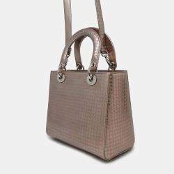 Dior Metallic Pink Leather Lady Dior 2Waybag  Medium Size