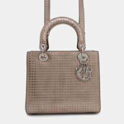 Dior Metallic Pink Leather Lady Dior 2Waybag  Medium Size