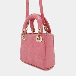 Dior Pink Canage Patent Leather Micro Lady Dior Tote Bag