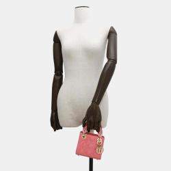 Dior Pink Canage Patent Leather Micro Lady Dior Tote Bag