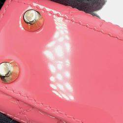 Dior Pink Canage Patent Leather Micro Lady Dior Tote Bag