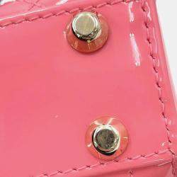 Dior Pink Canage Patent Leather Micro Lady Dior Tote Bag