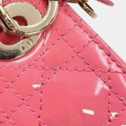Dior Pink Canage Patent Leather Micro Lady Dior Tote Bag