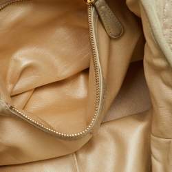 Pre Owned Dior Metallic Cannage Leather Small Soft Lady Dior Tote