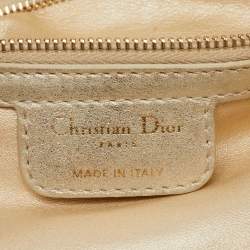 Pre Owned Dior Metallic Cannage Leather Small Soft Lady Dior Tote
