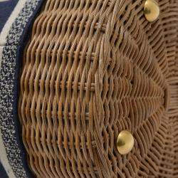 Christian Dior Navy Canvas Rattan Dior Oblique Wicker Shoulder Bag