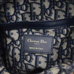 Christian Dior Navy Canvas Rattan Dior Oblique Wicker Shoulder Bag