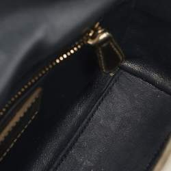 Pre Owned Dior Gold Microcannage Patent Leather Mini Lady Dior Tote