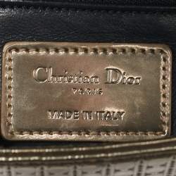 Pre Owned Dior Gold Microcannage Patent Leather Mini Lady Dior Tote