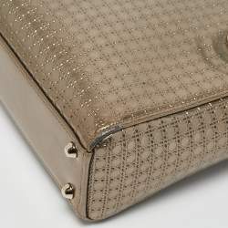 Pre Owned Dior Gold Microcannage Patent Leather Mini Lady Dior Tote