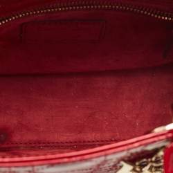 Pre Owned Dior Red Cannage Patent Leather Small Lady Dior Tote