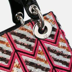 Dior Pink Mini Patent Sequined Lady Dior