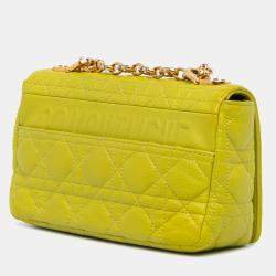 Dior Yellow Small Calfskin Cannage Caro Bag
