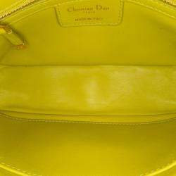 Dior Yellow Small Calfskin Cannage Caro Bag