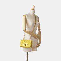 Dior Yellow Small Calfskin Cannage Caro Bag