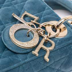 Dior Blue Mini Velvet Cannage Lady Dior