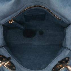 Dior Blue Mini Velvet Cannage Lady Dior