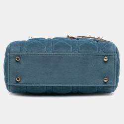 Dior Blue Mini Velvet Cannage Lady Dior