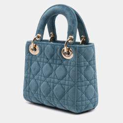 Dior Blue Mini Velvet Cannage Lady Dior