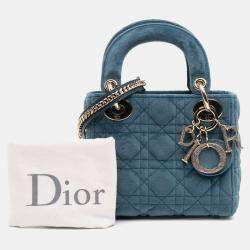Dior Blue Mini Velvet Cannage Lady Dior