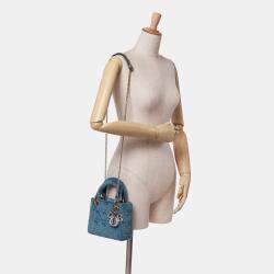 Dior Blue Mini Velvet Cannage Lady Dior