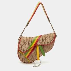 Dior Beige/Multicolor Canvas Diorissimo Rasta Trotter Saddle Bag