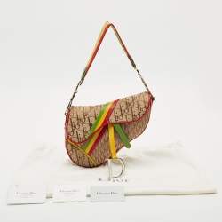 Dior Beige/Multicolor Canvas Diorissimo Rasta Trotter Saddle Bag
