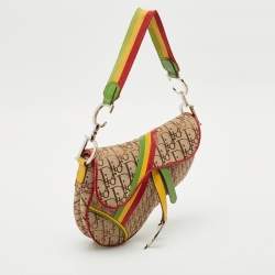 Dior Beige/Multicolor Canvas Diorissimo Rasta Trotter Saddle Bag