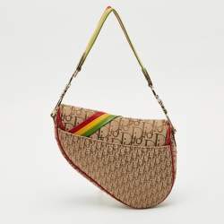 Dior Beige/Multicolor Canvas Diorissimo Rasta Trotter Saddle Bag