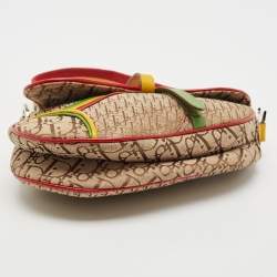 Dior Beige/Multicolor Canvas Diorissimo Rasta Trotter Saddle Bag