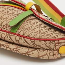 Dior Beige/Multicolor Canvas Diorissimo Rasta Trotter Saddle Bag