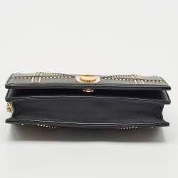 Dior Black Leather Studded Diorama Wallet on Chain