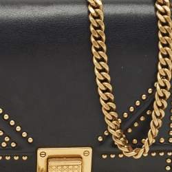 Dior Black Leather Studded Diorama Wallet on Chain
