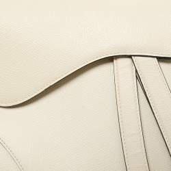 Pre Owned Dior White Leather Saddle Bag