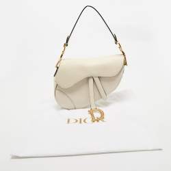 Pre Owned Dior White Leather Saddle Bag