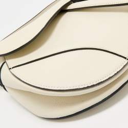 Pre Owned Dior White Leather Saddle Bag