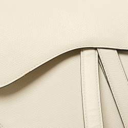 Pre Owned Dior White Leather Saddle Bag