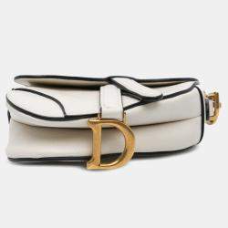 Dior White Micro Goatskin Saddle
