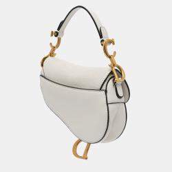 Dior White Micro Goatskin Saddle