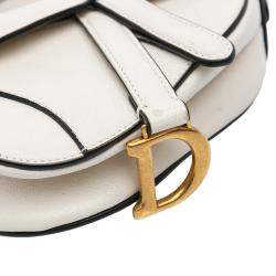 Dior White Micro Goatskin Saddle