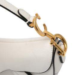 Dior White Micro Goatskin Saddle