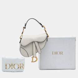 Dior White Micro Goatskin Saddle