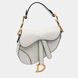 Dior White Micro Goatskin Saddle