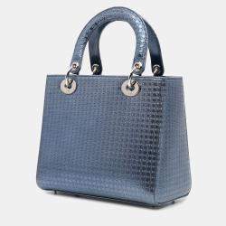 Dior Blue Medium Patent Microcannage Lady Dior