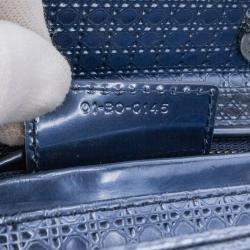 Dior Blue Medium Patent Microcannage Lady Dior