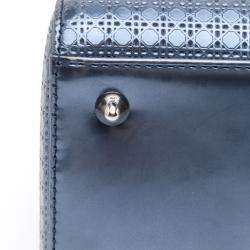 Dior Blue Medium Patent Microcannage Lady Dior