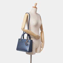 Dior Blue Medium Patent Microcannage Lady Dior