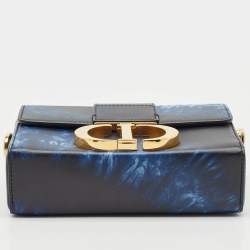 Pre Owned Dior Blue/Black Leather Tie Dye 30 Montaigne Box Bag